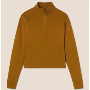 Girlfriend Collective Sycamore 50/50 Half-Zip Sweatshirt in Ocre